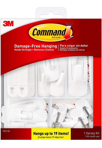 Kit Ganchos Perchas Plastico Metal Y Tiras P/ Colgar Pack 19 0