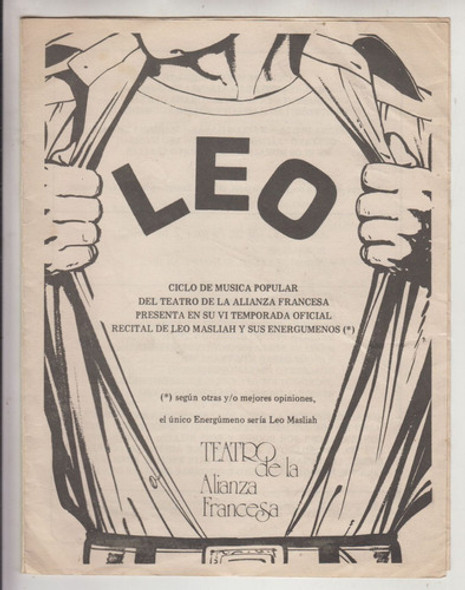 1983 Programa Concierto Leo Masliah Y Sus Energumenos Raro 0