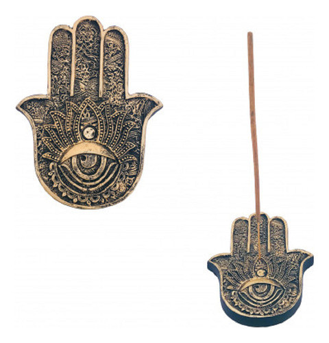 Incensário De Resina Mão De Hamsá 11 Cm Ouro Velho 0