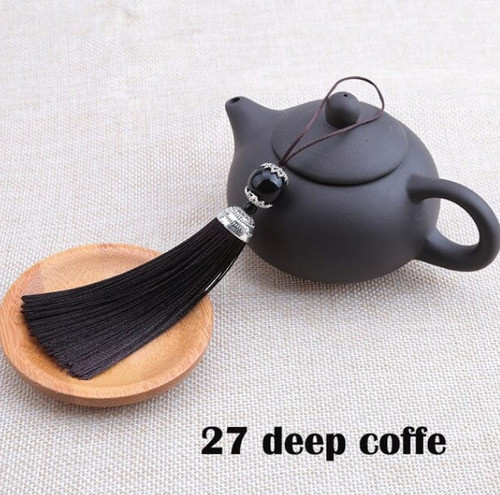 Kit 2 Tassel Pingente De Franja Com Bolinha Cor Café 1