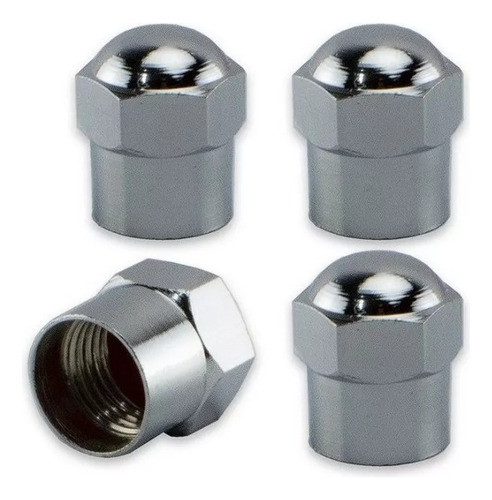 Tapas Válvulas Cromadas Auto Camioneta Moto Bici X4 0