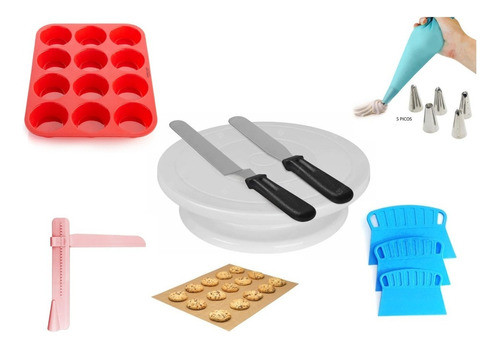 Set Reposteria Plato Base Giratorio Muffins Manga Decoracion 0