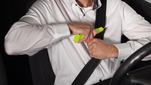 Martillo De Seguridad Fluorescente Con Cutter Amarillo 1