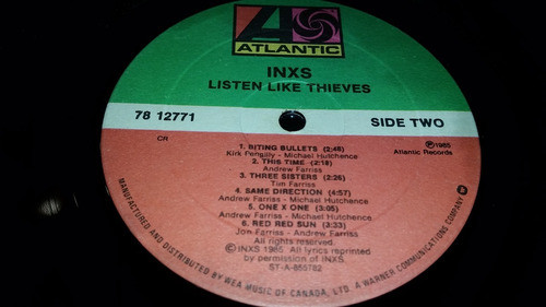 Inxs Listen Like Thieves Lp Vinilo Con Insert Canada 1985 1