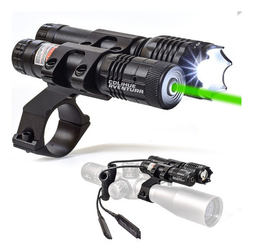 Linterna + Laser Verde Tactico Shilba C/ Anilla Tubo De Mira 0
