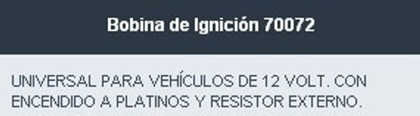70072 Bobina Universal 12v Encendido Platinos Y Resistor Ext 1
