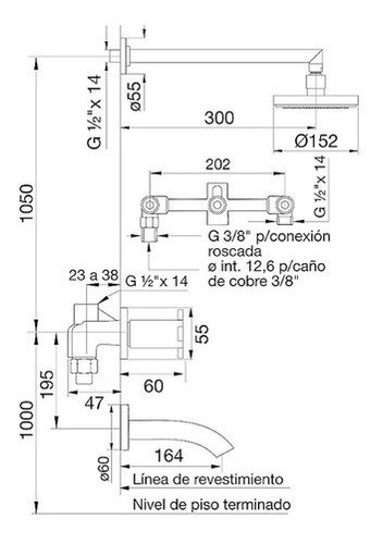 Baño Griferia Fv Alerce 103/d7-cr Flor De Ducha 1