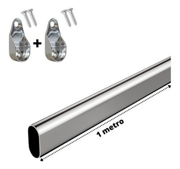 Kit 7 Tubo Cabideiro Oblongo Arara P/ Guarda Roupa Móveis 1m 0
