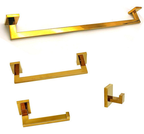 Kit Completo Para Banheiro 100% Metal Dourado 0