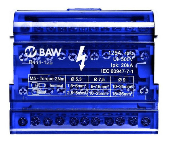 Repartidor Distribuidor Tetrapolar 4x11 125a Baw 11 Contacto 0