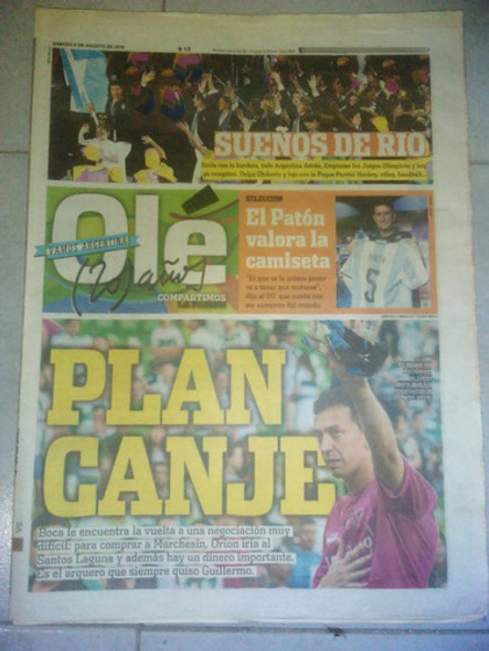 Diario Ole 6 Agosto 2016 Scola Abanderado Juegos Olimpicos 0 Diario Ole 6 Agosto 2016 Scola Abanderado Juegos Olimpicos 0