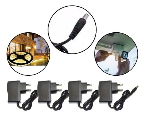 Kit 4x Fonte Universal P4 12v 2amp Bivolt Cameras, Fita Led 0