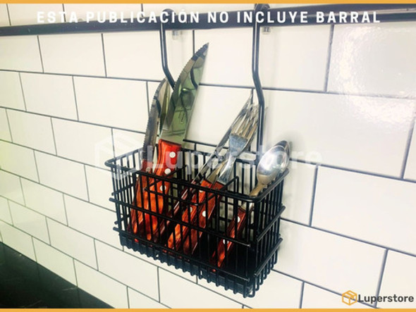 Cubiertero Con Bandeja Para Barral De Cocina Negro 1