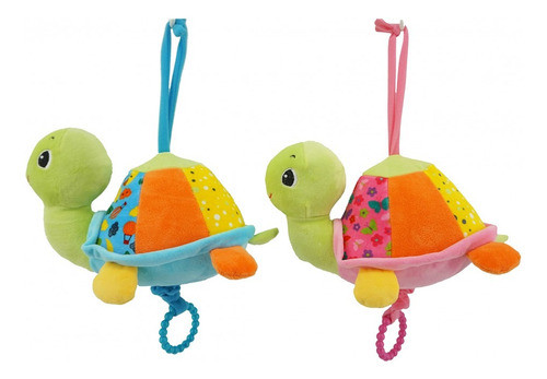 Tortuga Peluche Cunero Sonajero Musical Bebes Celeste 0