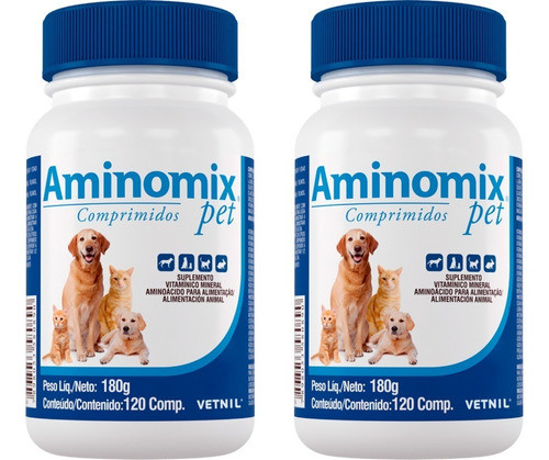 Aminomix Pet 120 Comprimidos - Vetnil - 2 Unidades 0