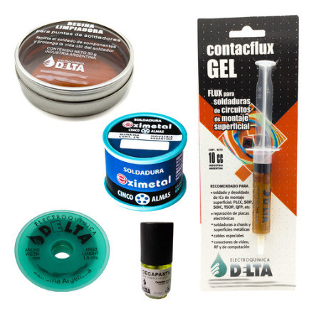 Kit Soldar Estaño 250g .7 Flux Resina Malla Desold Decapante 0