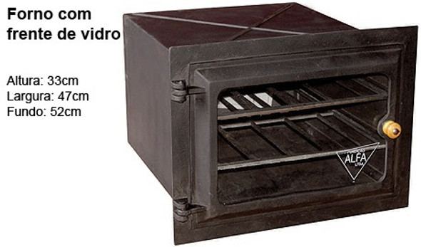 Forno Ferro Fundido Tampa Vidro Fogão Lenha Churrasqueira 0
