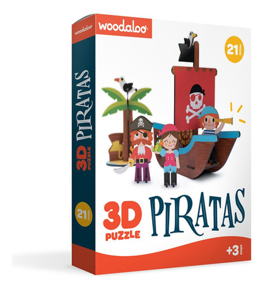 Puzzle 3d Piratas - Juego Didáctico Infantil Madera 0