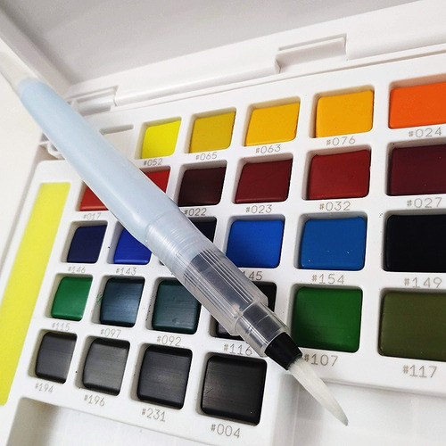 Estojo Aquarela Em Pastilha Koi 36 Cores +pincel Water Brush 1
