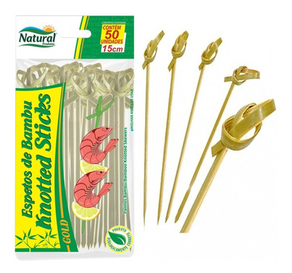 500 Unid Espeto Degustação Knotted Stick 15cm Bambu (nó) 1