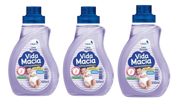 Lava Roupas Vida Macia Casakm Kit Com  3 Unidades De 500ml 0