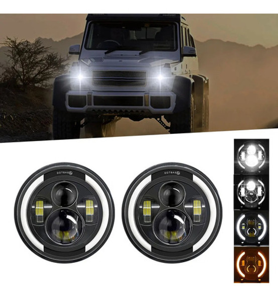 Juego X2 Faros Led Lupa 7 Pulgadas 4x4 Utv Camion Suv Jeep 0