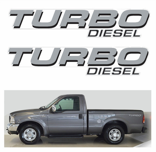 Emblema Adesivo Caçamba F250 Turbo Diesel Prata/preto Fgc 0