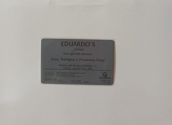 Cartão Telefônico Mídia. Eduardo's Joias. Pasta 37. Tr 5.000 1