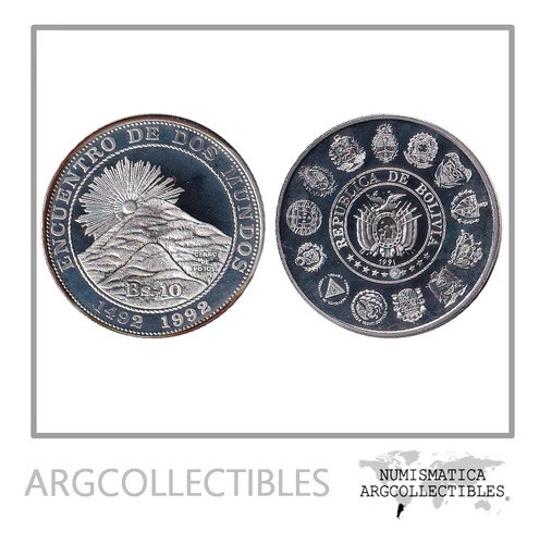 Bolivia Moneda 10 Bolivianos 1991 Plata 925 Km-207 Proof 0