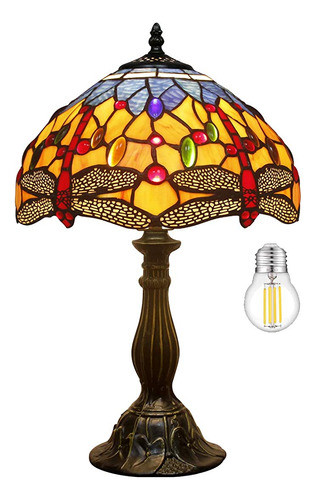 Lámpara Tiffany De Cristal Tintado, Lámpara De Mesita De . 0