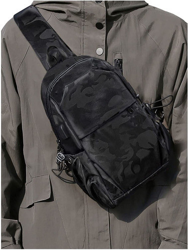 Mochila Senderismo Negra Camuflaje Una Tira Ligera 0