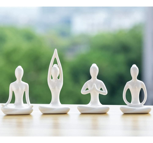 4pcs Estatuas De Yoga Mujeres Decoración Zen Figurines Medit 0