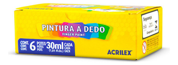 Pintura A Dedo 6 Cores 30ml Acrilex 1