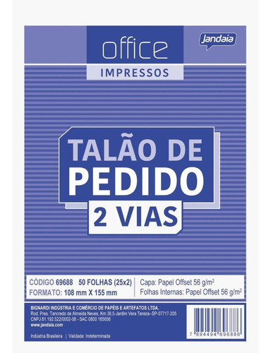 Talão De Pedido 2 Vias Kit 20 Com 50 Folhas 10x15cm  Full 0