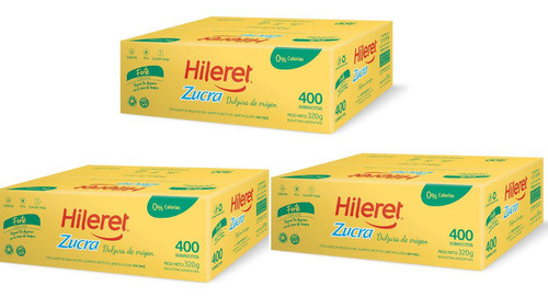 Edulcorante Hileret Zucra X 400 Sobres 3 Cajas 0