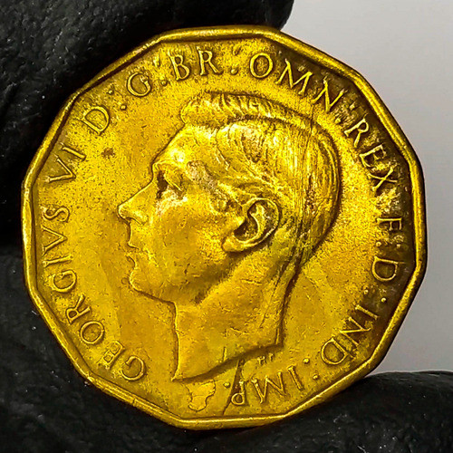 Reino Unido 3 Pence George V 1943 Antigua Moneda Colección 1