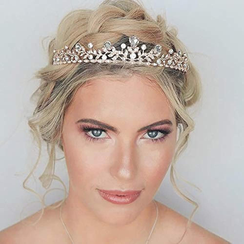 Sweetv Crystal Crown Princess Tiara Diadema Rhinestone Leaf 1