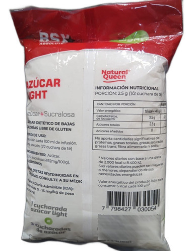 Azúcar Light Con Sucralosa Bsx Max Pro Natural Queen X 400g 1