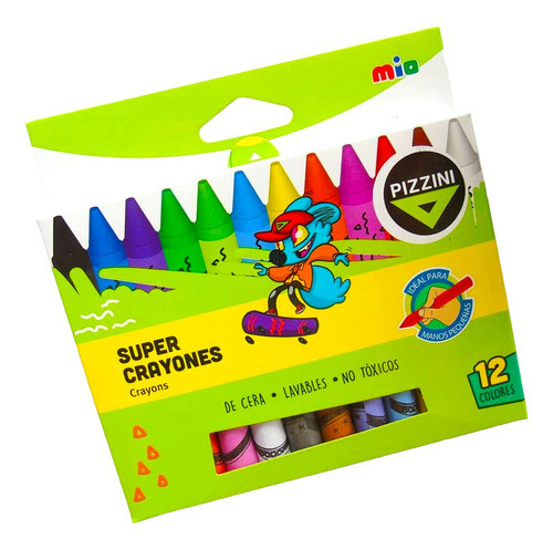 Crayones Crayon Ceras Ceritas Pizzini Mio X 12 Unid. Gruesos 0