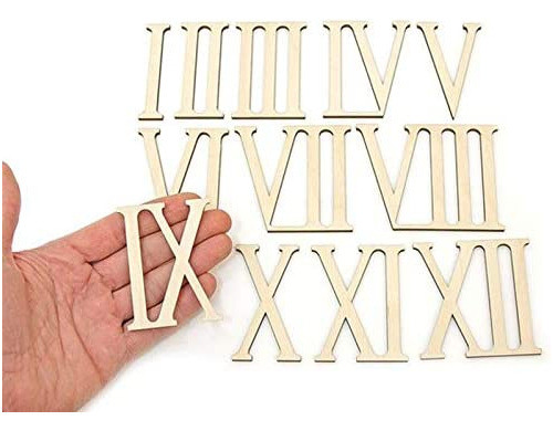 12 N&uacute;meros Romanos De Madera En Forma De Madera, N&u. 0