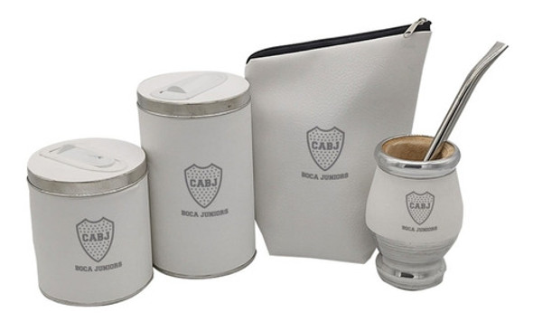 Set Matero Con Yerbera, Azucarera, Mate Y Funda Boca Juniors 0