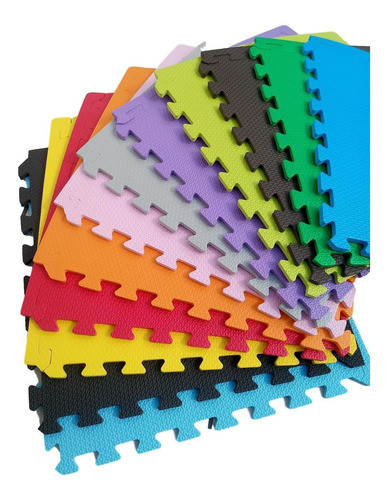 Kit 18 Tatames Coloridos Eva 50cm X 50cm X 3cm 30mm C/ Borda 0