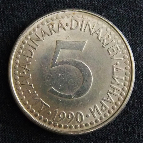 Yugoslavia 5 Dinares 1990 Sin Circular Km 144 0