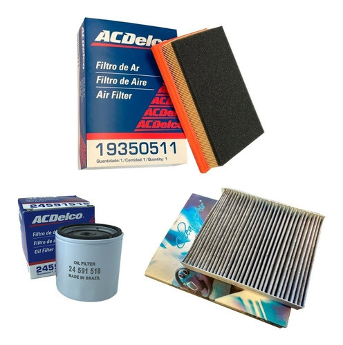 Kit 3 Filtros Chevrolet Onix Prisma 1.4 Ls Lt Ltz 0