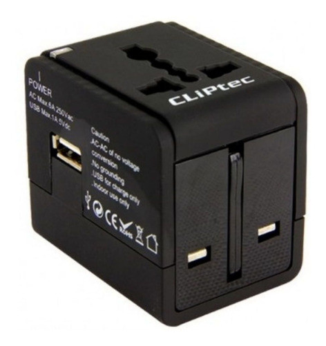 Adaptador De Viaje Cliptec 170 Universal Usb 0