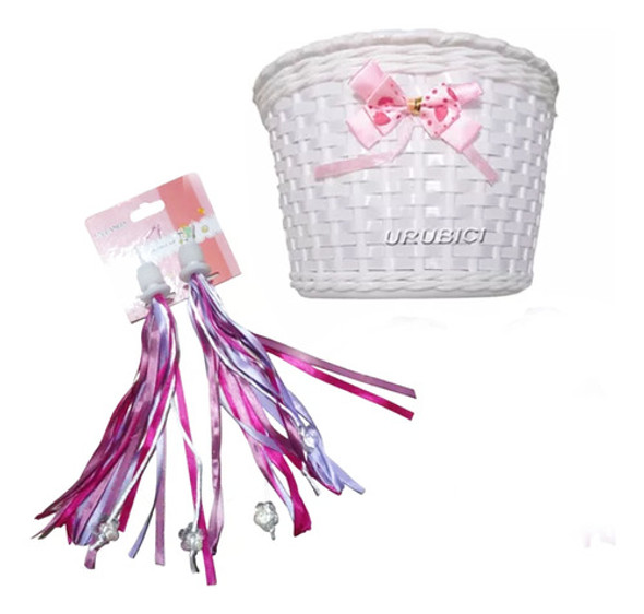 Canasto De Pvc Rosado Para Bicicleta De Niña 0