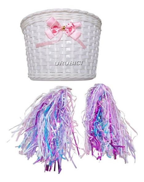 Canasto De Pvc Rosado Para Bicicleta De Niña 0