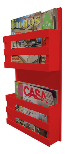 Revisteiro Parede Decorativo Porta Revista Jornal - Vermelho 0
