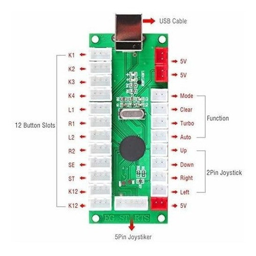 Kit Arcade Joystick  2 Jugadores Pc/ Mame/ Led Azul Verd Usb 1