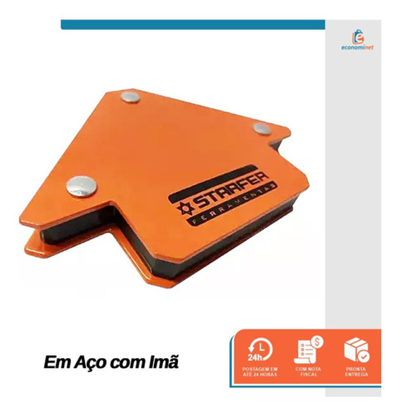 Kit 2 Esquadro Magnético Solda 12kg 3 Pol. (75mm) Starfer 1